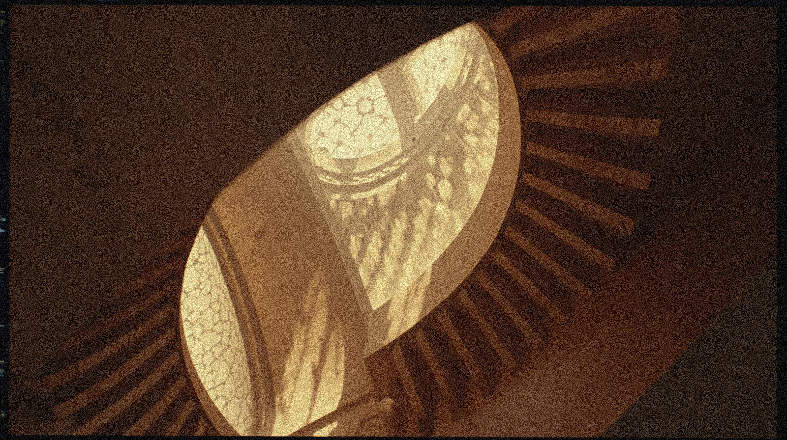 Close-up architectural detail with warm light